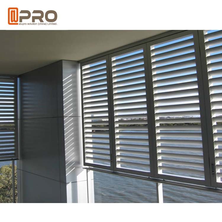 Eco - Friendly Aluminium Louver Window , Secure Glass Shutter Openable Plantation Louver Ventilation Grille Window