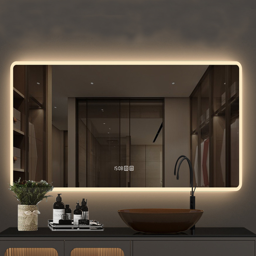 Touch Switch Fashion Round Led Light Wall Full Length Shower Fogless Bedroom Decoration Smart For Bathroom Mirror