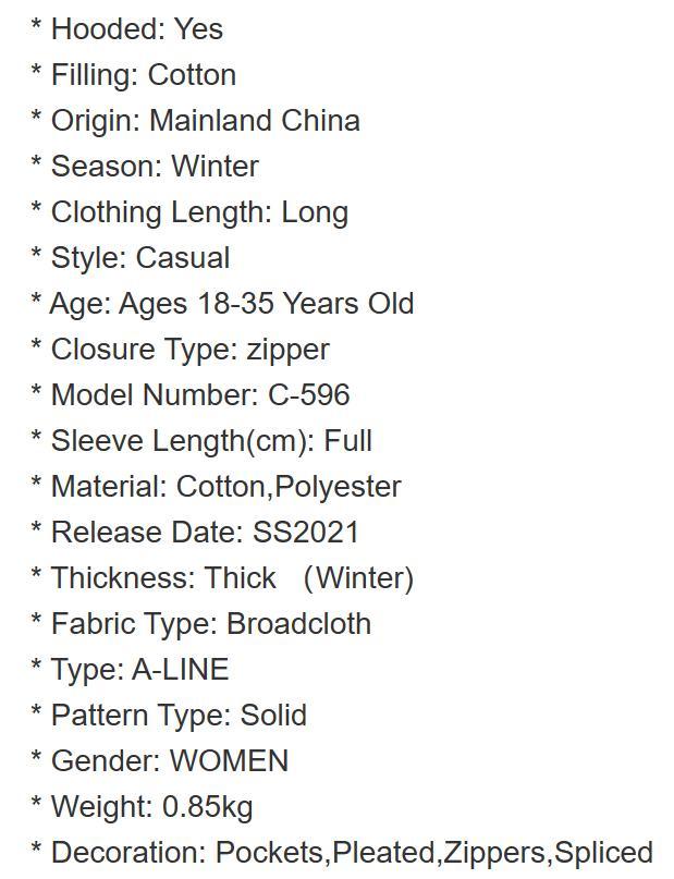Winter Jacket Warm Fur Collar Thick Overcoat Ladies Long Hooded Parkas Women&prime;s Jacket Clothes Snow Wear Coat for Women