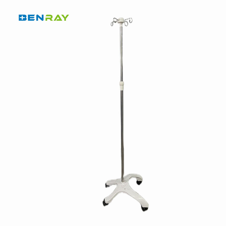 Factory Cheap High end 5 Casters Stainless Steel Mobile Drip Stand
