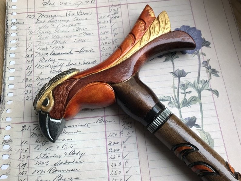 Black Walnut Wooden Dog Head Umbrella Handle Scratch Resistance