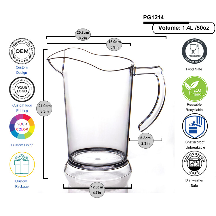 2L Double Wall Water Pitcher With Lid Covered Airtight Milk Juice Pitcher Plastic