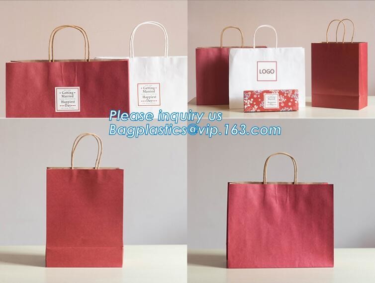 Flower carrier bag with different color customized pot plants kraft paper bag with handle,stamping logo fancy paper flow