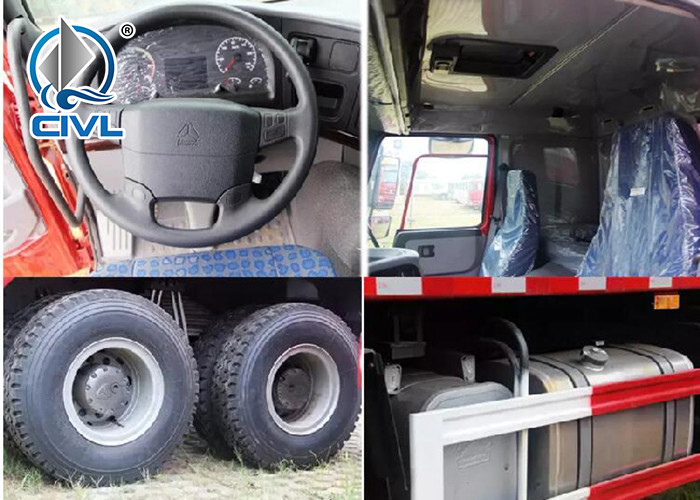 Red 336hp 371hp 6x4 Tipping Dumper For Transport , 10 Wheeler Tipper Dump Truck