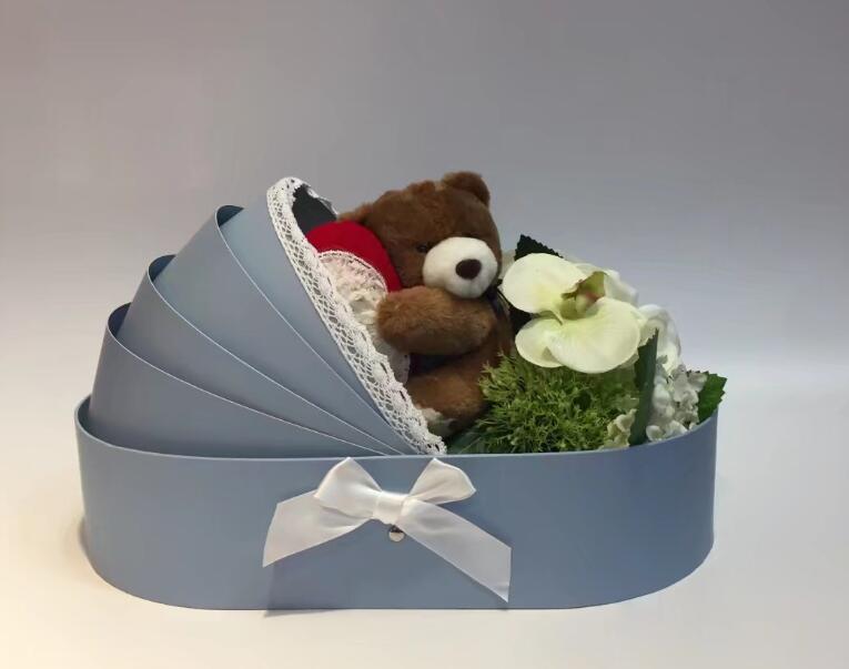 Custom Baby Bassinet Flower Bouquet Box Packaging Shipping Exquisite Birthday