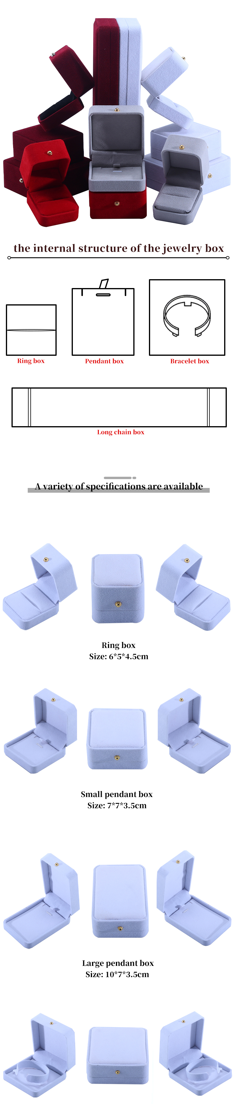 9*9*3.5cm Jewelry Packaging Box in Velvet Perfect for Necklace Bracelet Earrings Ring