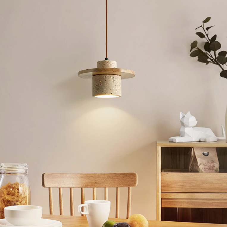 Yellow travertine wooden pendant lamp bedroom for home decorator interior stone pendant lamp