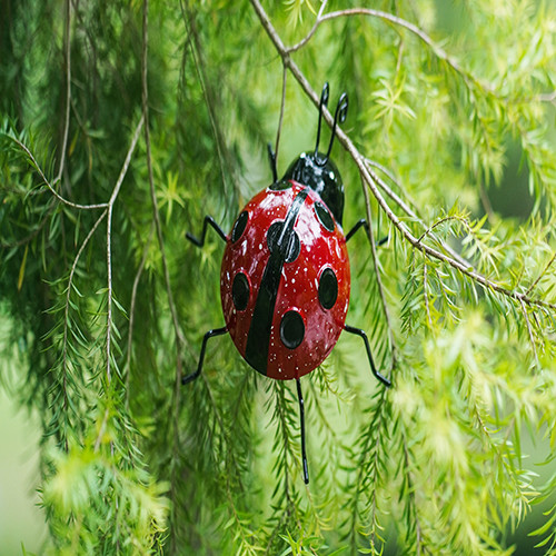 Unique Metal Yard Ornaments Medium Metal Garden Ladybugs Tree Decor