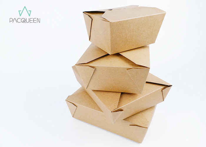 Fried Chicken Kraft Paper Takeaway Boxes Quadrid Lid Economical Packaging