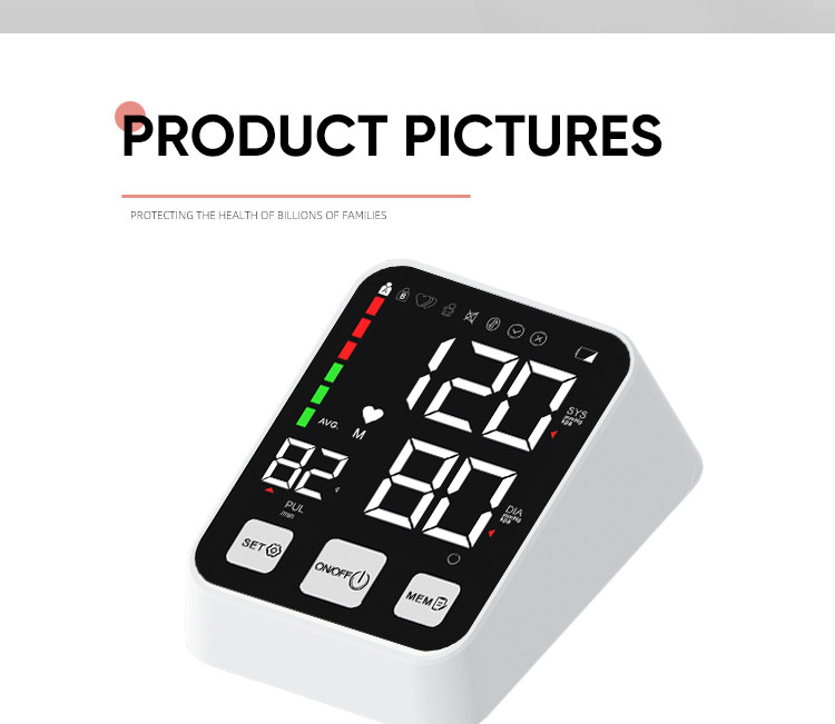 Automatic Digital Arm Blood Pressure Monitor 2*120 Memory Sphygmomanometer Pressure Gauge Meter for Measuring Pressure