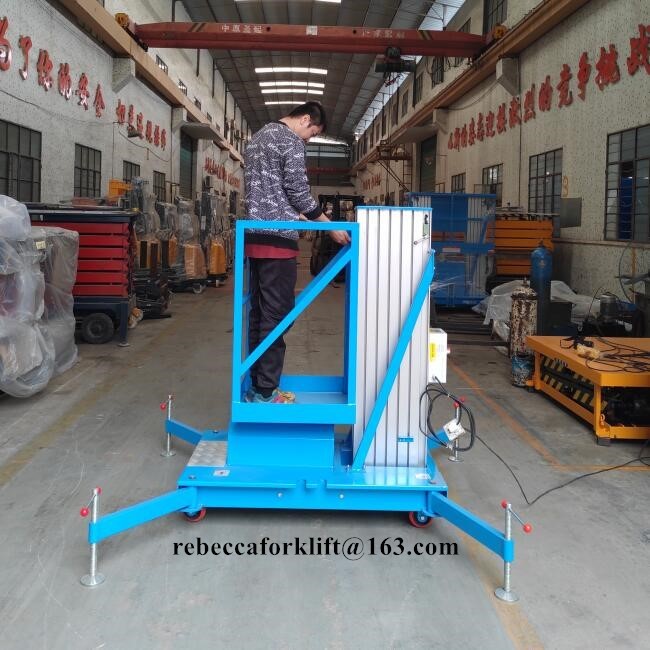 Hot selling 125kg 6 meter single mast aluminum aerial work platform with CE certificate