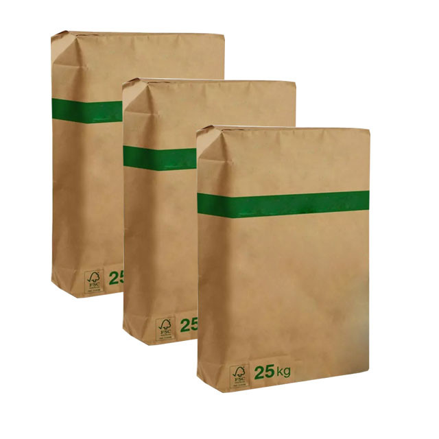 Food Grade 3layer Pasted Valve Multiwall Paper Bags 25kg Flexo Printed