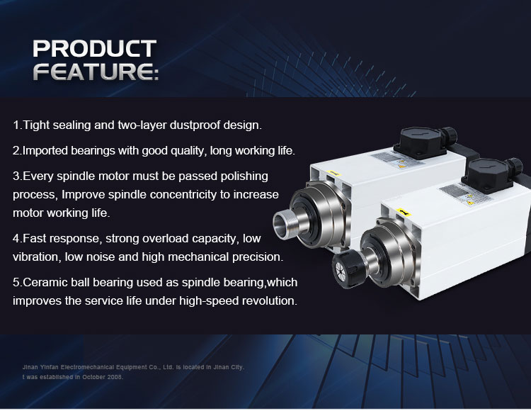 6KW GDF60-18Z-6.0 Air Cooled Spindle Motor for CNC Router 12.95KG and High Frequency