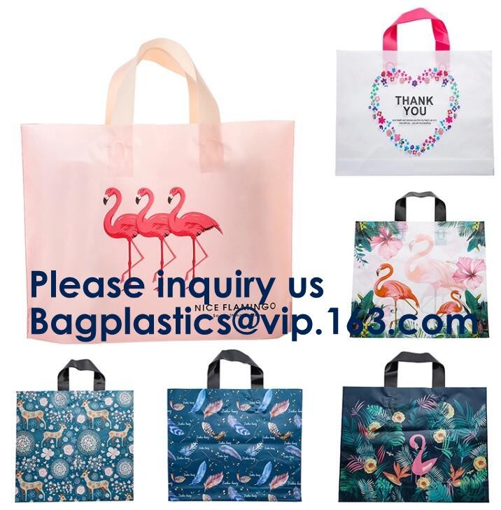 Colored Soft Loop Plastic Handle Bags With Cardboard Insert On The Bottom,Pet foods, Sea Foods, Chemical, Electronics