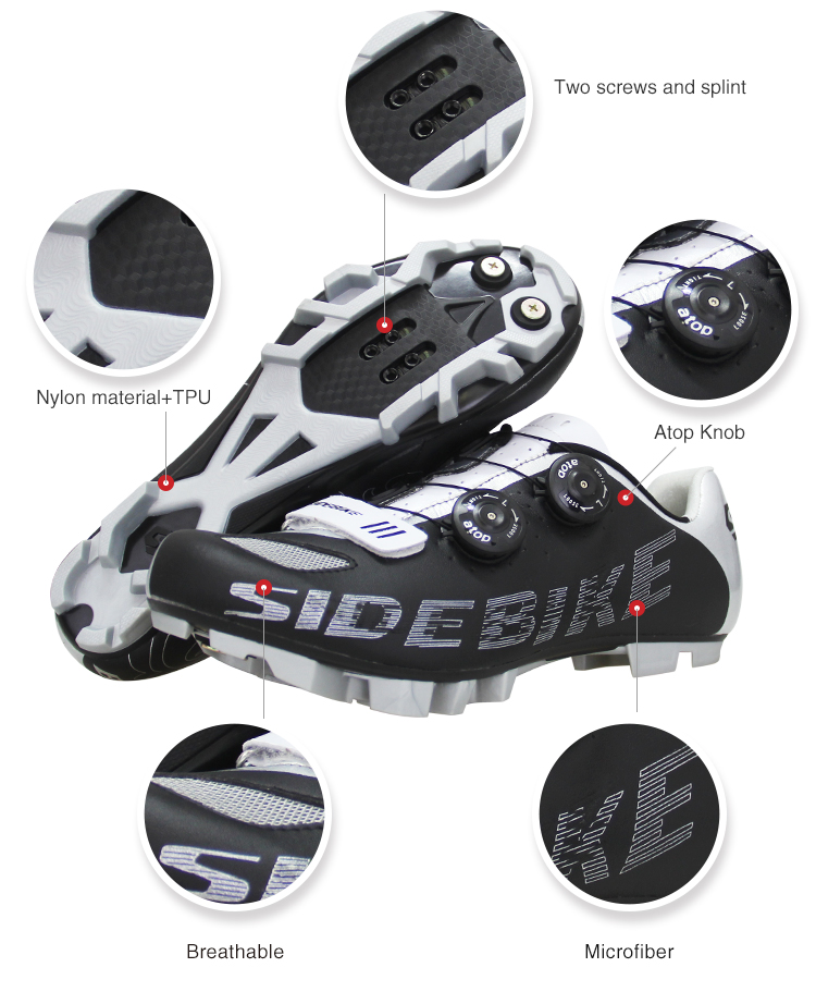 EVA Insole Mens MTB Cycling Shoes Shockproof Lightweight Black And Silver Color