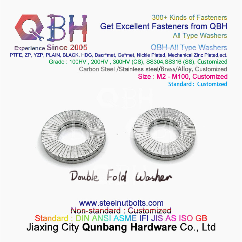 QBH DIN127 F959 DIN434 DIN436 NFE25-511 Spring Taper Grounding Serrated Double Fold Self Lock Locking Washers