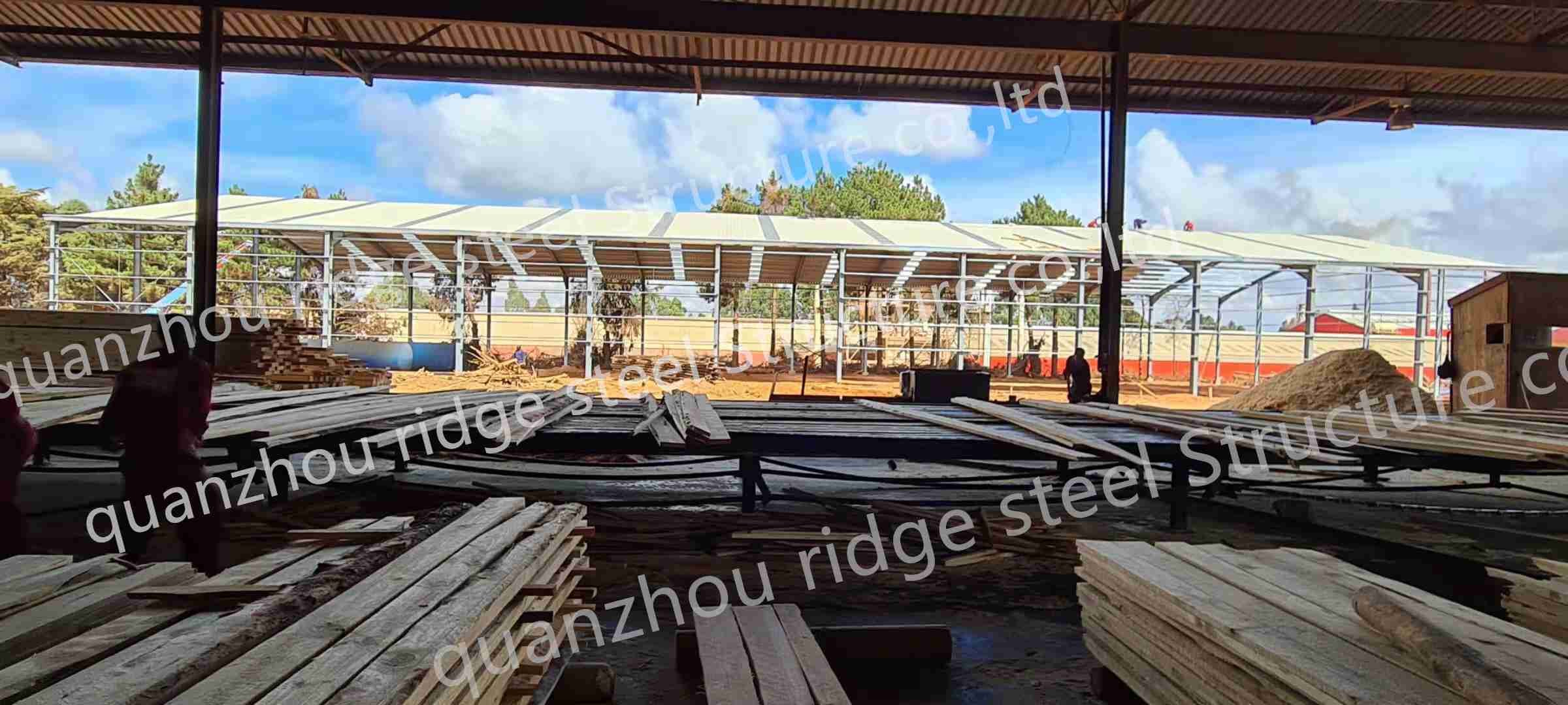Prefab Q355 Steel Structure Garage with Sliding Doors
