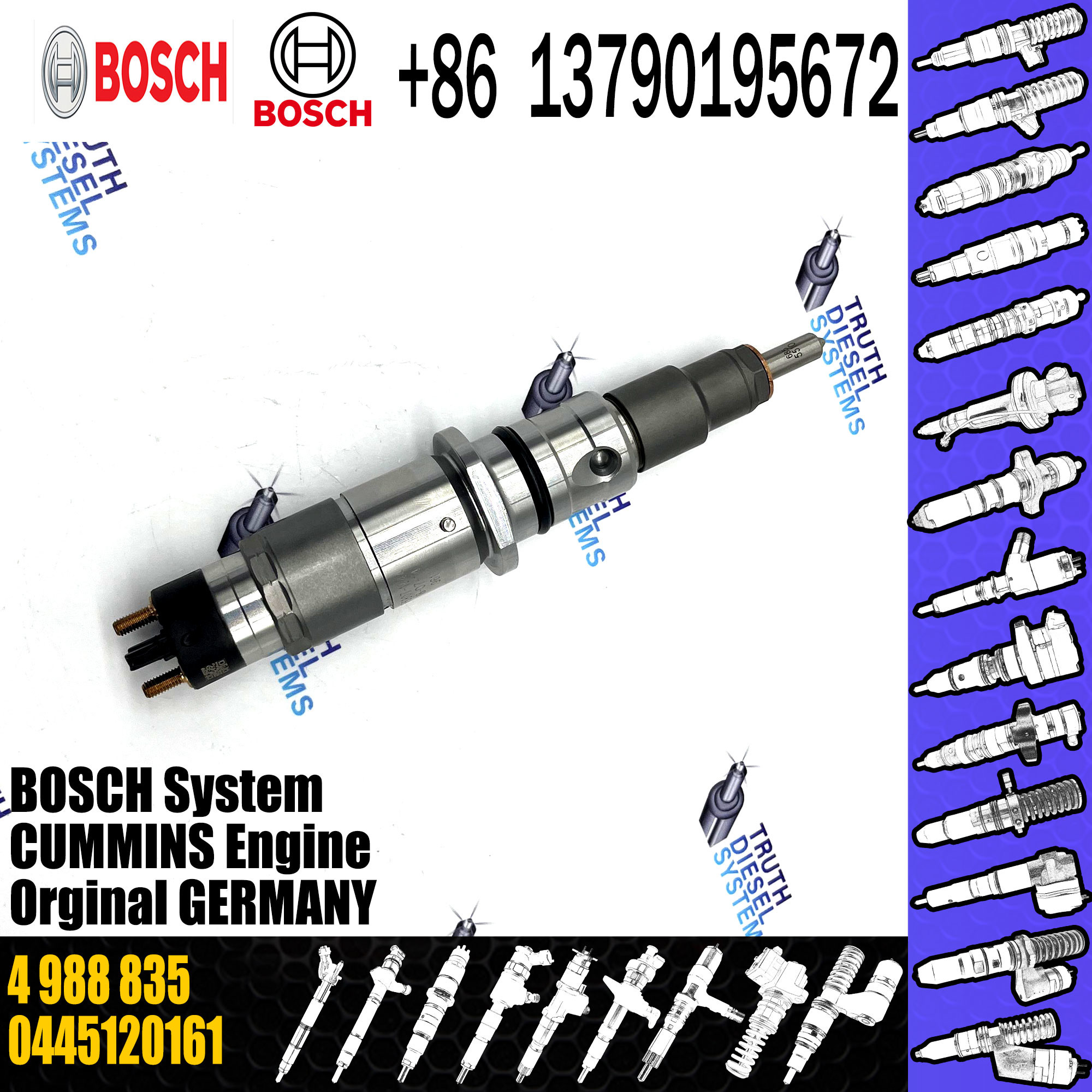 High quality Common Rail Injector diesel fuel injector 4988835 5253221 5269194 0445120161 0445120204 0445120267