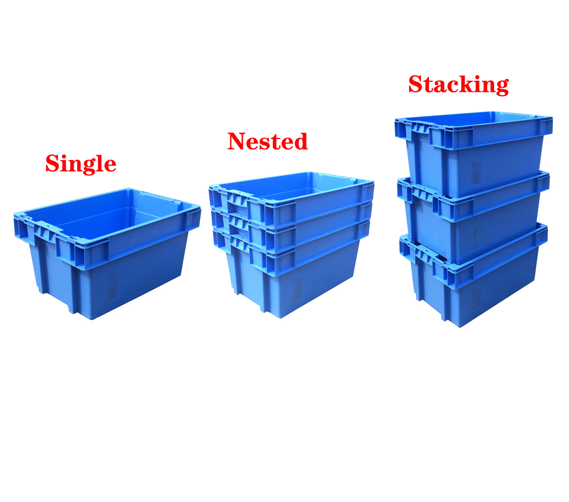 Solid Box Plastic Moving Containers Produce Plastic Vented Crates