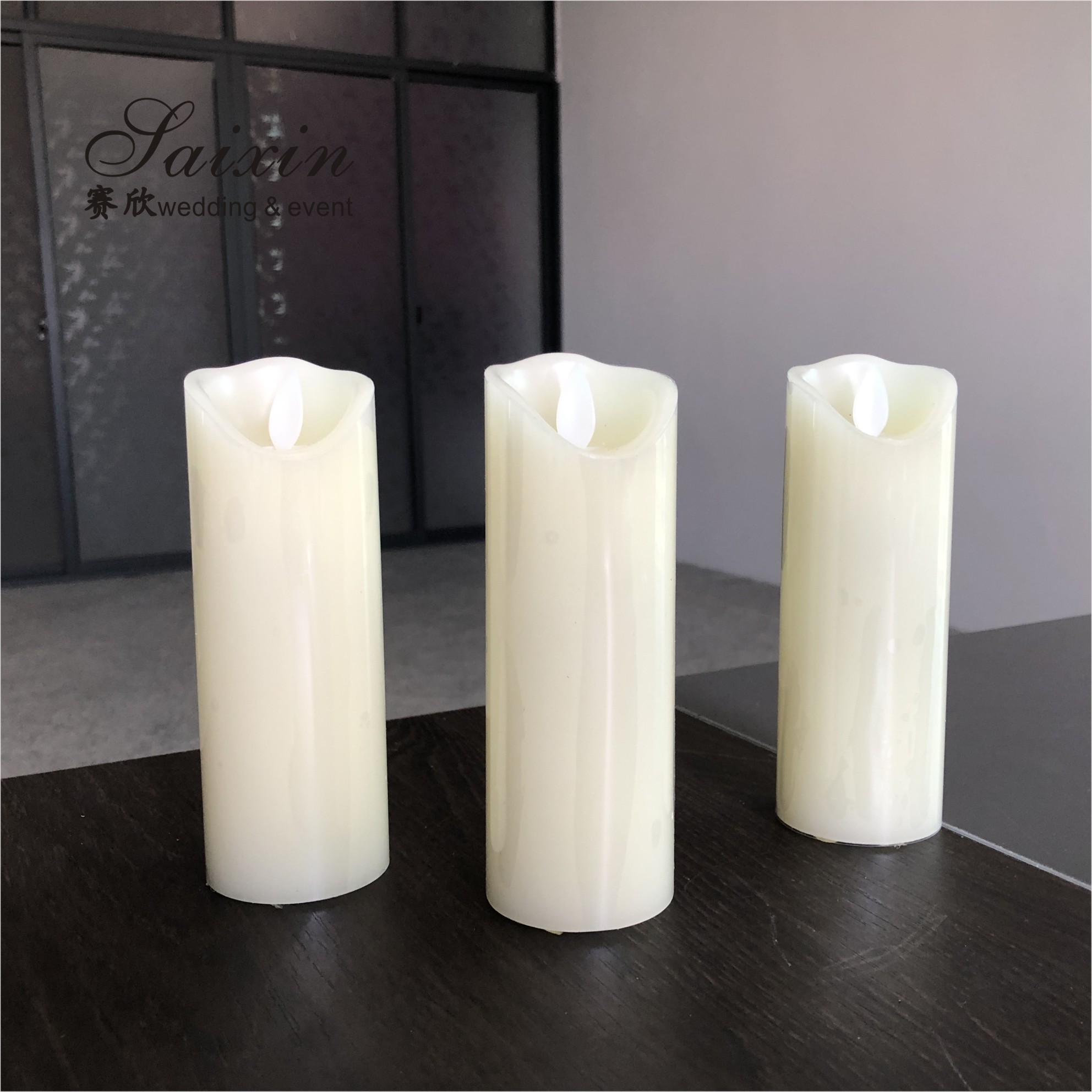 Good quality event decoration real wax dripping dancing flame LED pillar candle