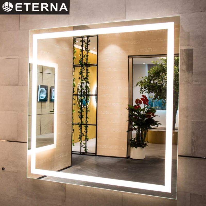 Hotel Decoration Full Length Vanity Mirror With Black Frame Around Light