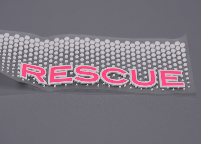 Clear TPU White Silicone Dots Screen Printed Patches Custom Logo For Garments