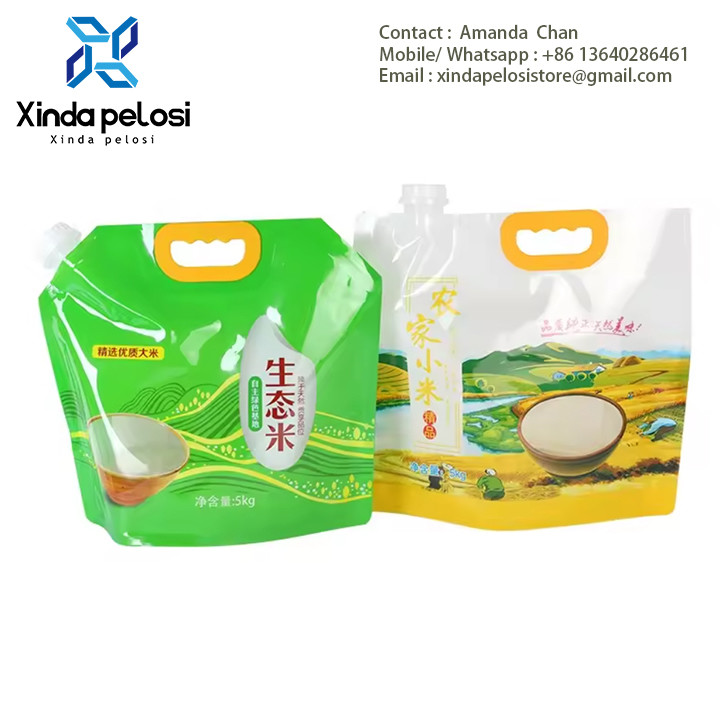 Spout Pouch For Large Spout Stand Upplastic Rice Powder Food Packaging Pouch Bag