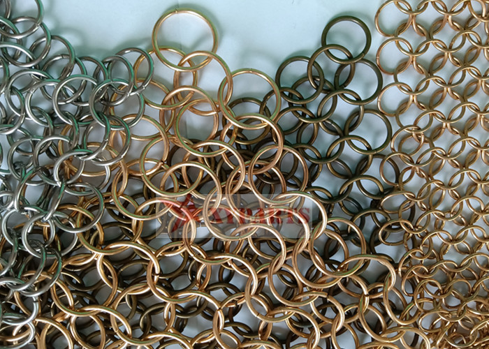 Corrosion Resistance Stainless Steel Chain Braided Ring Mesh For Light Partitioning