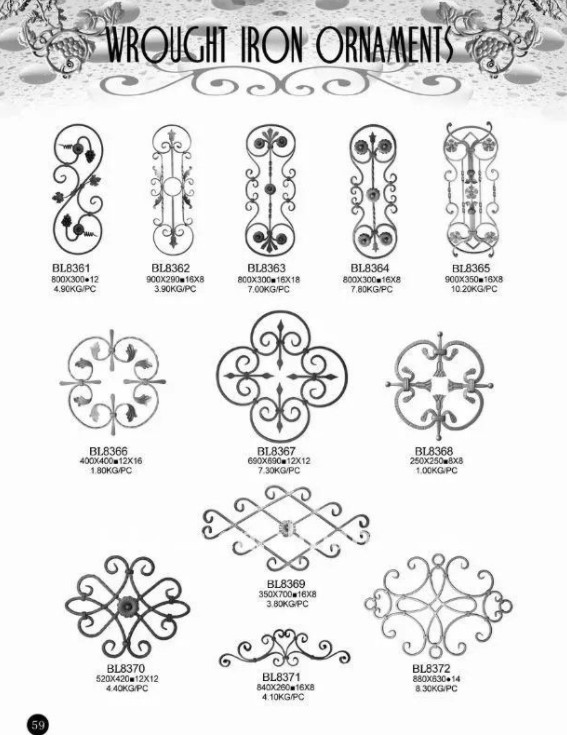 Wrought Cast Iron Ornaments Powder Coating For Stair Railings / Handrails