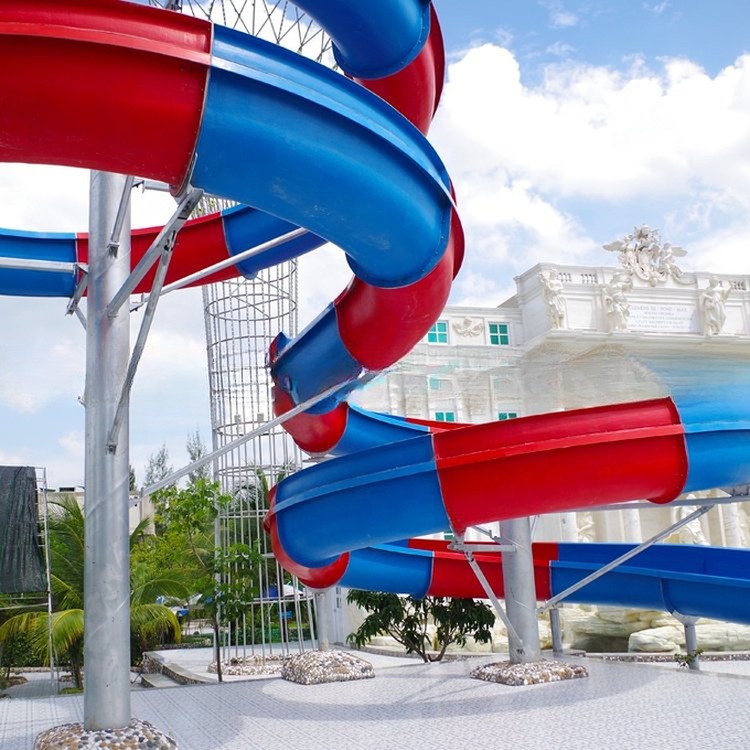 Outdoor Fiberglass Spiral Open Body Water Slide for Amusement Park