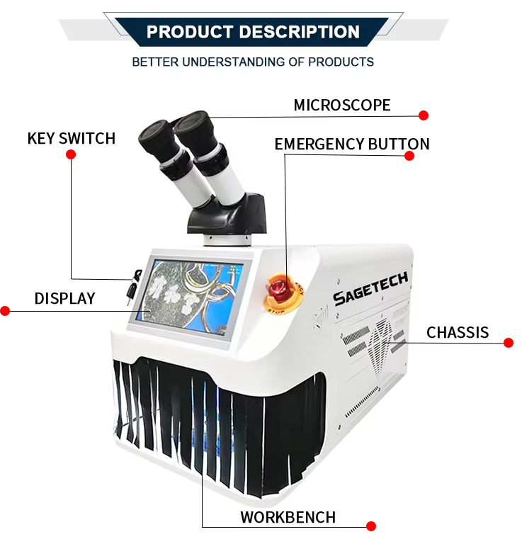 High Energy Jewelry Laser Welding Machine 60w 100w Yag Spot 140j for Gold Silver Copper Optical Glass Frame Electricity