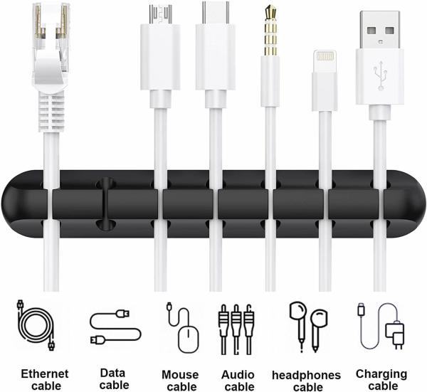 Silicone USB Storage Wire Winder Fixer Cord Cable Clips Charger Desk Cable