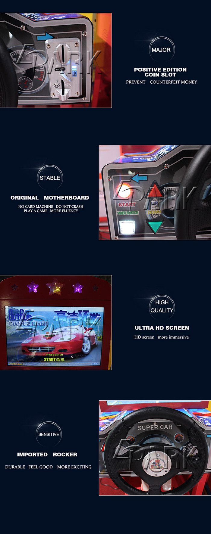 Kids Car Racing Game Simulator Machines Coin Operated Stereo System for fec,shopping center