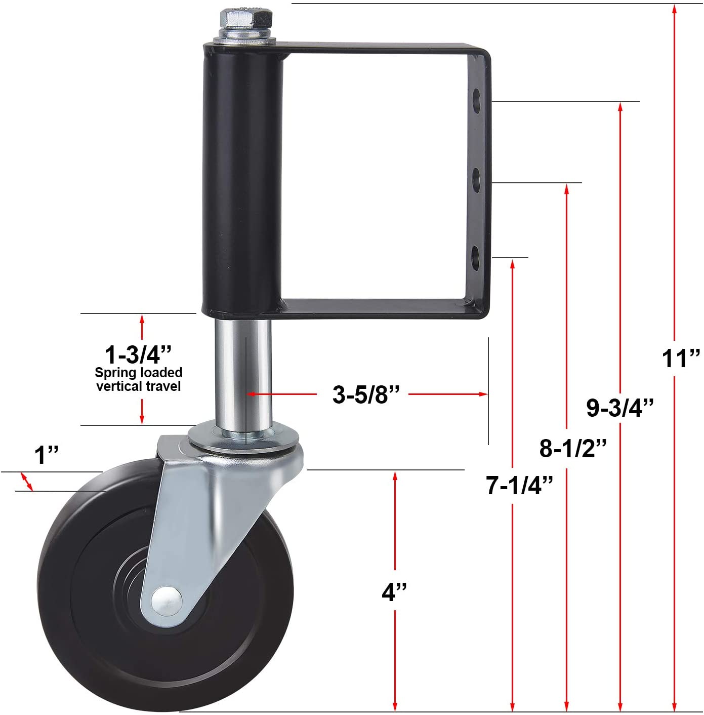 Heavy Duty Metal Sliding Spring Gate Wheel for Outdoor Garden and Security Fence Gate