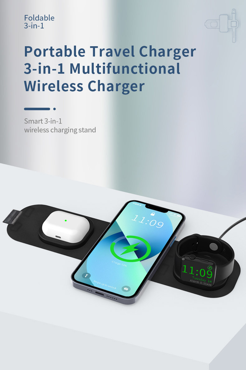 Custom Logo 10W Qi Wireless Charger Pad QC3.0 PD Wireless Station Phone Charger
