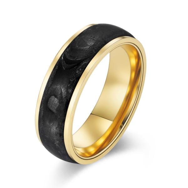 Unisex 2025 Plated 14K Gold and Rose Gold Forged Carbon Fiber Wedding Bands Mens