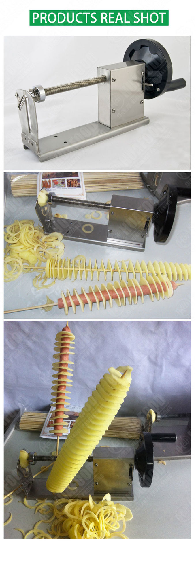 SS304 Multifunction Vegetable Cutting Machine Spiral Potato Chips Machine