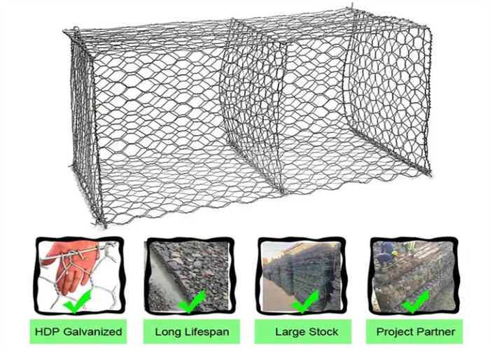 High Strength 100x120mm Gabion Wire Mesh Low Carbon Steel