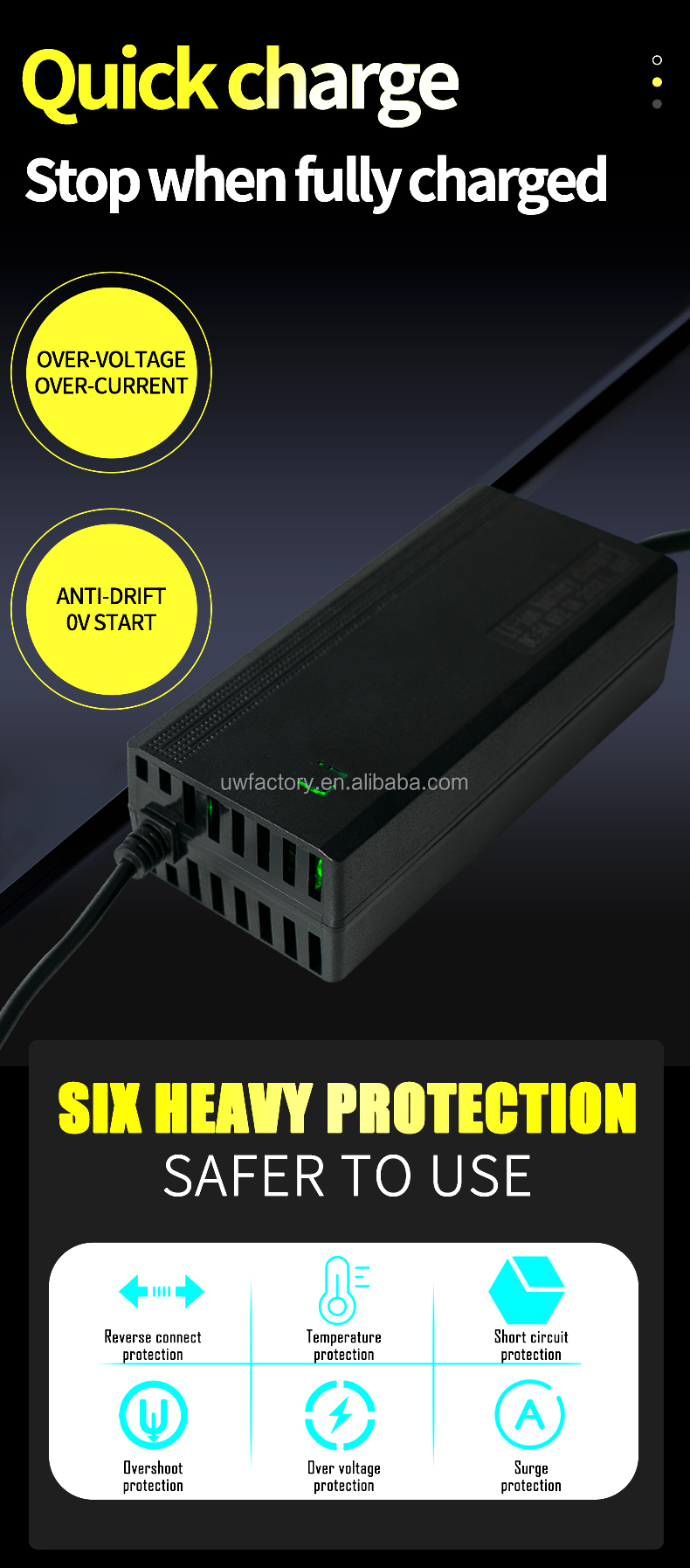 Universal Input Voltage AC100-240V 50/60Hz 10A Battery Charger for 12 Volt E-bike Solar Car Electric Scooter and More