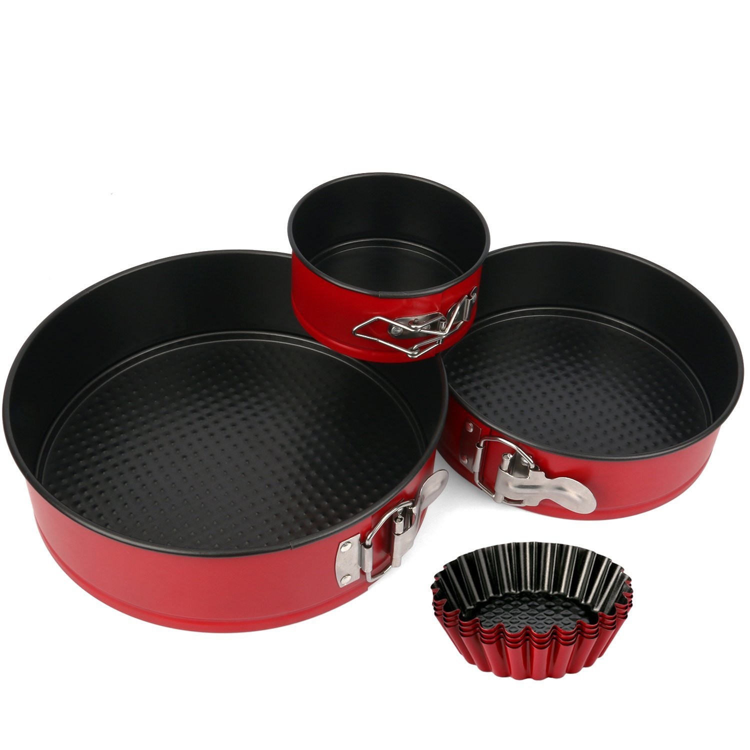 Nonstick Leakproof 3pcs(4”/7”/9”) Springform Pan set, Cake Pan Bakeware Cheesecake Pan with 4pcs Egg Tart Mold