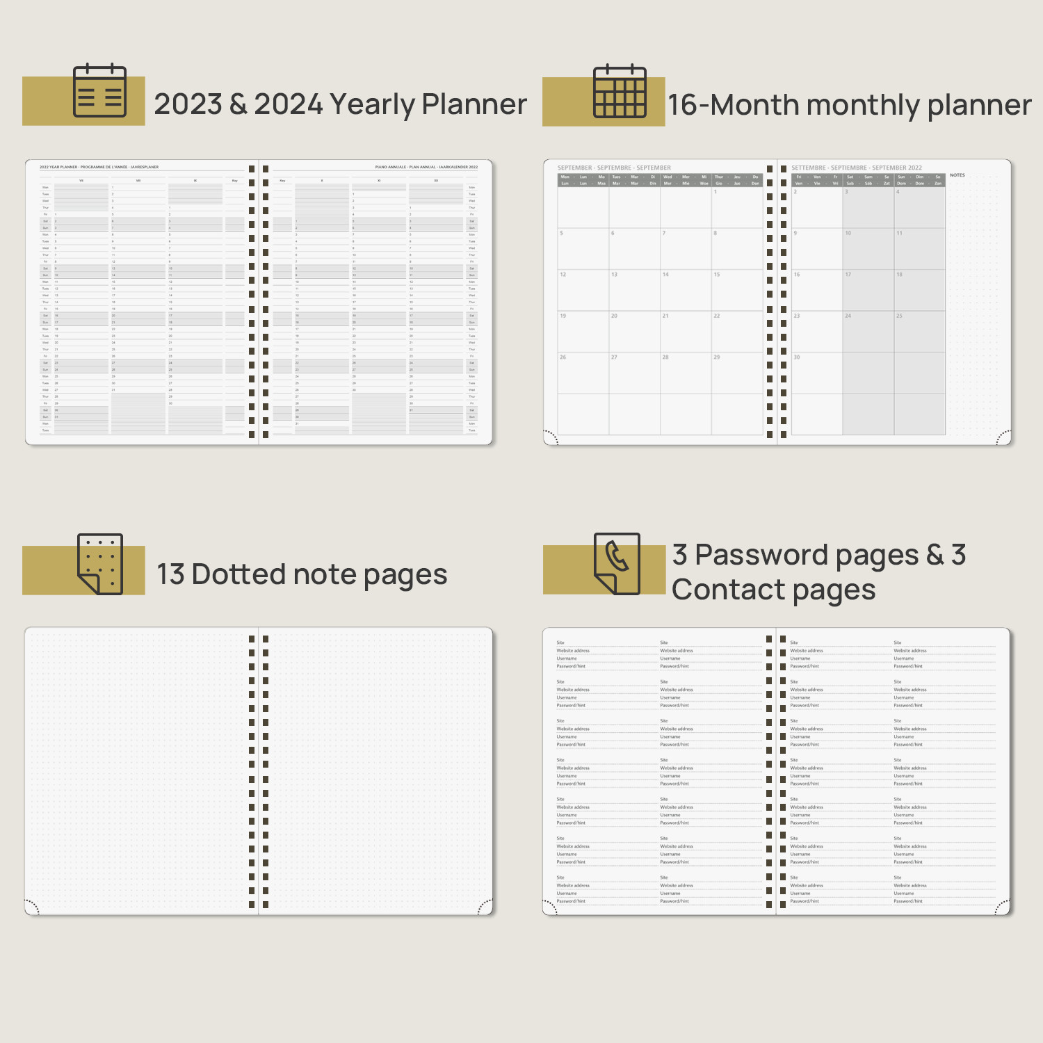 Hardcover Spiral Bound Weekly Planner For July 2023 To June 2023