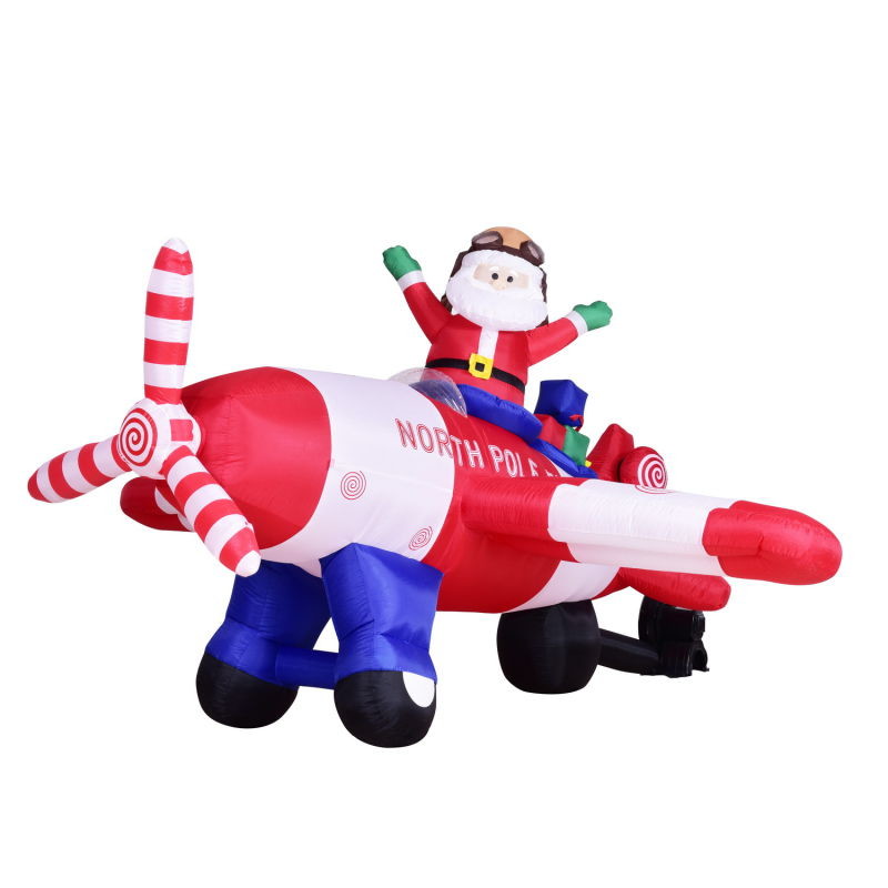 Fabric Inflatable Christmas Holiday Santa Claus with Air Plane Decoration