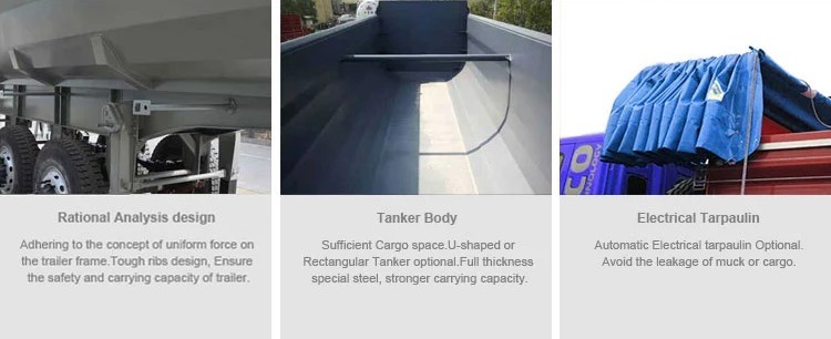 Sinotruk U Shape 3 Axle 35 CBM Hydraulic Tipping Trailer