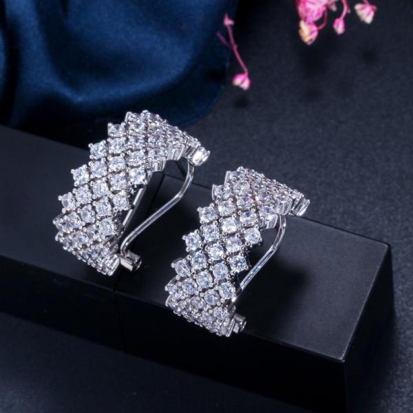 Sparkling Color Zirconia Hoop Earrings Paved Full Crystal Circle Earrings Luxury