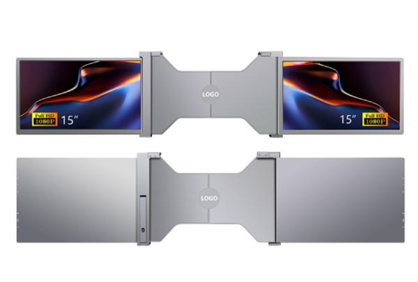 Dual 15-inch FHD laptop monitor, lightweight (25.3mm thick, 1.63kg), Type-C +