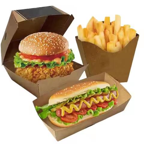 Customized Design Corrugated Burger Fry Boxes Eco-Friendly and Oil-Resistant for