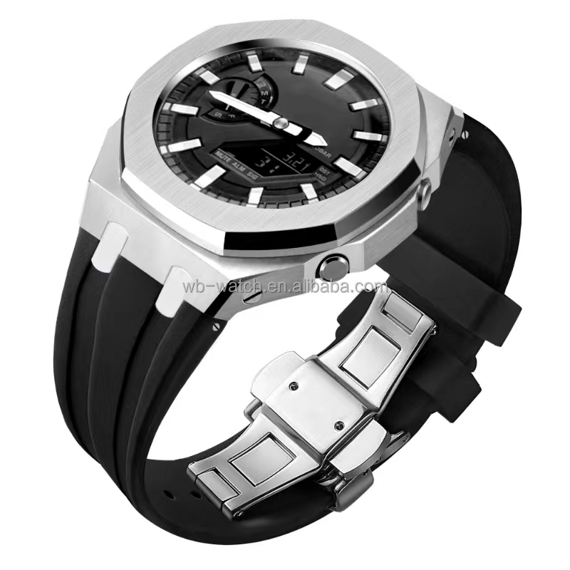 GA2100 Rubber Strap Metal Bezel Parts Accessories Watch Mod Kit Stainless Steel Case for Casio GA2100 G Shock