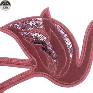 Crane Bird Custom Made Embroidered Patches Thermal Transfer With Adhesive