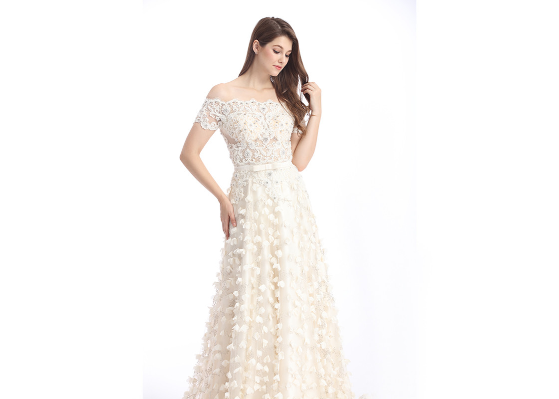 Boat Neck Balloon Sleeve Vintage Evening Dresses , Mermaid Party Dresses For Women