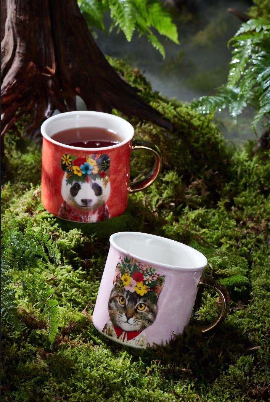 Creative Vintage Ceramic Tumbler Travel Coffee Water Mug Breakfast Milk Tea Cup Garden Coffee Cups